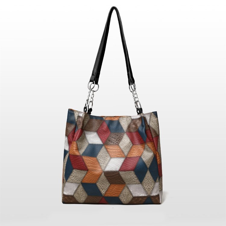 L'Éclat Géométrique - Sac Bandoulière Femme Motif Géométrique Color-Block Grande Capacité – Image 7