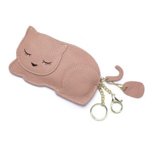 L’Élégance du Chat - Porte-monnaie Cuir Véritable Femme Compact Ultra-Fin