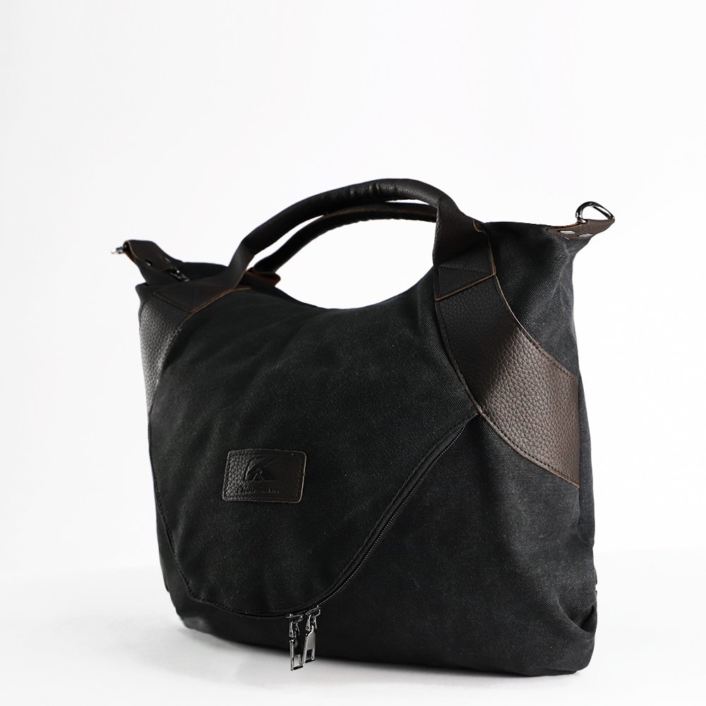Le Rétro Urbain - Sac à main femme en toile grande capacité zip doubles anses porté épaule – Image 15