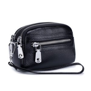 Le Zippé Astucieux - Porte-monnaie Femme Cuir Vachette Double Zip Compact