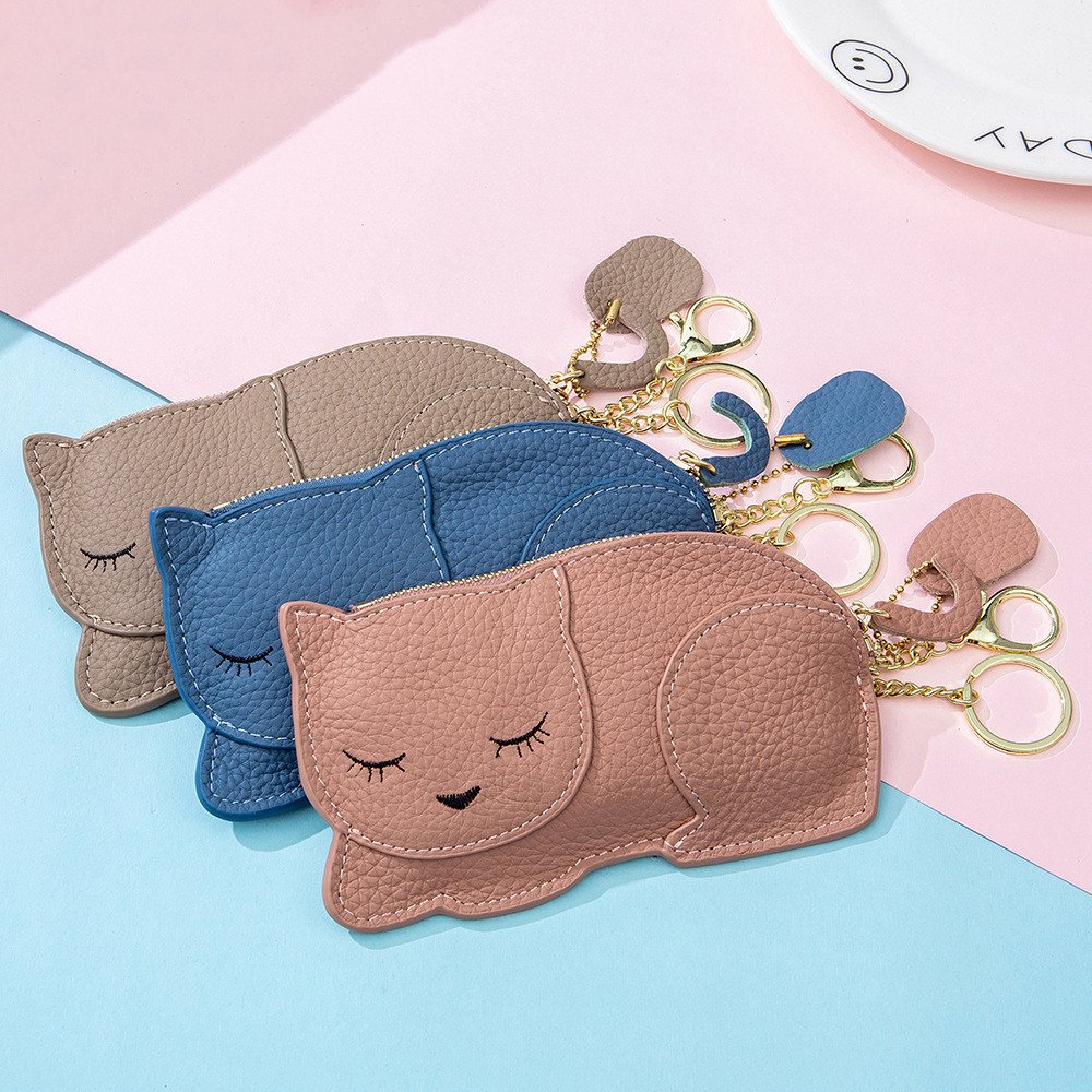L’Élégance du Chat - Porte-monnaie Cuir Véritable Femme Compact Ultra-Fin – Image 2