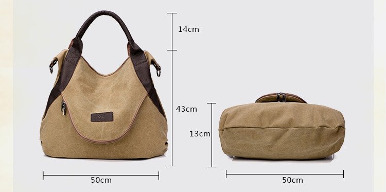 Le Rétro Urbain - Sac à main femme en toile grande capacité zip doubles anses porté épaule – Image 9