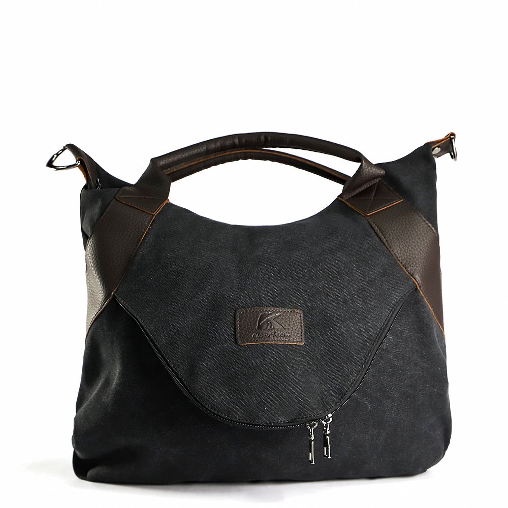 Le Rétro Urbain - Sac à main femme en toile grande capacité zip doubles anses porté épaule – Image 16