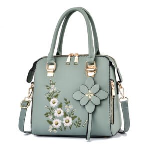 Le Brodé Fleuri - Sac à Main Femme Brodé Floral PU Grande Capacité