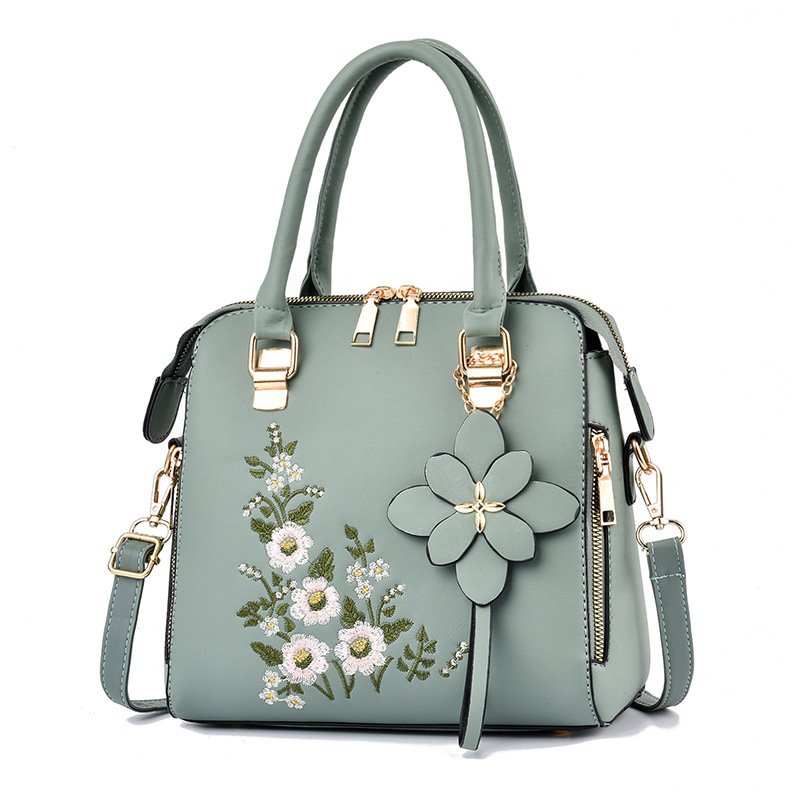 Le Brodé Fleuri - Sac à Main Femme Brodé Floral PU Grande Capacité