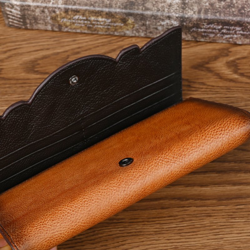 Le Rétro Fleuri - Portefeuille femme long cuir vache pleine fleur motif floral gaufré – Image 8