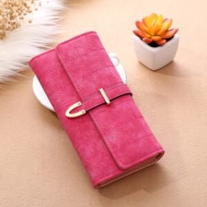 Le Givré Mat - Portefeuille Long Femme Mat Givré Motif Rhombique Fermeture Magnétique