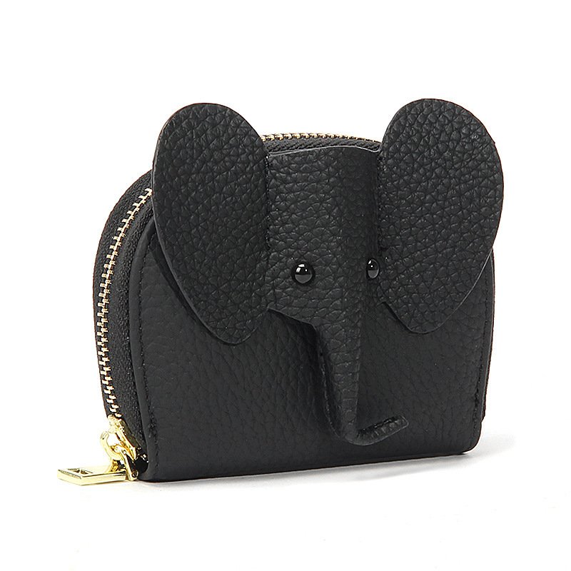 L'Éléphant Signature - Portefeuille Femme Cuir Vachette Compact Forme Éléphant Zip – Image 6