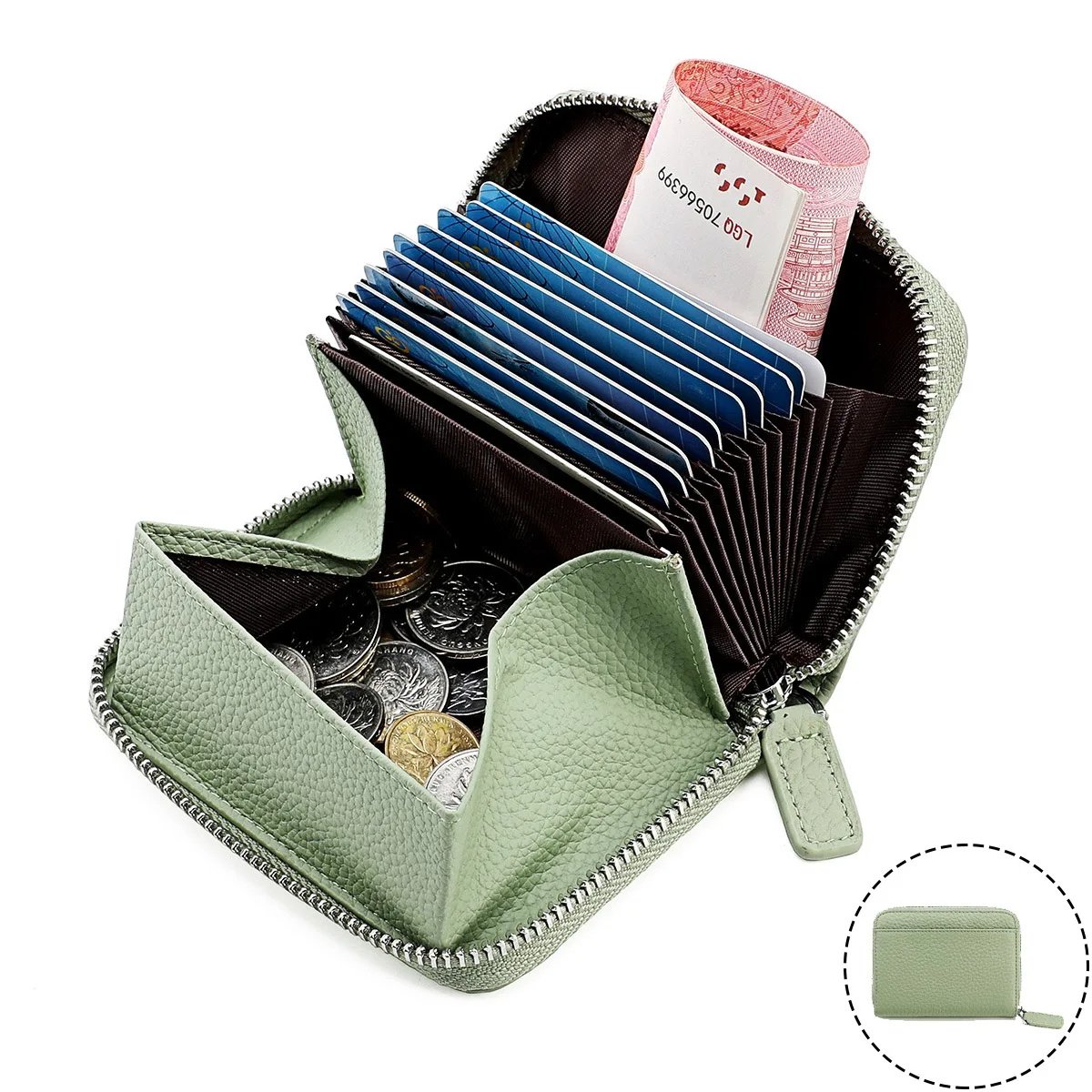 L'Élégance Protectrice - Portefeuille Cuir Vachette RFID Femme Compact 14-20 Cartes – Image 9