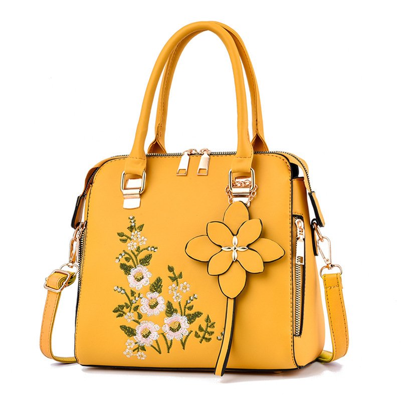 Le Brodé Fleuri - Sac à Main Femme Brodé Floral PU Grande Capacité – Image 6