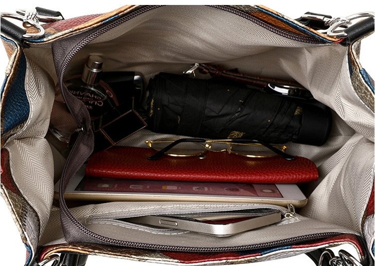 L'Éclat Géométrique - Sac Bandoulière Femme Motif Géométrique Color-Block Grande Capacité – Image 5