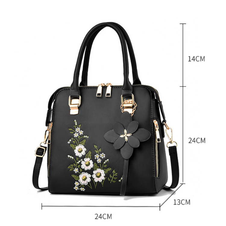 Le Brodé Fleuri - Sac à Main Femme Brodé Floral PU Grande Capacité – Image 13