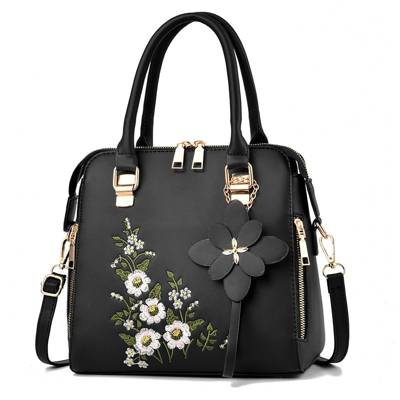 Le Brodé Fleuri - Sac à Main Femme Brodé Floral PU Grande Capacité – Image 2