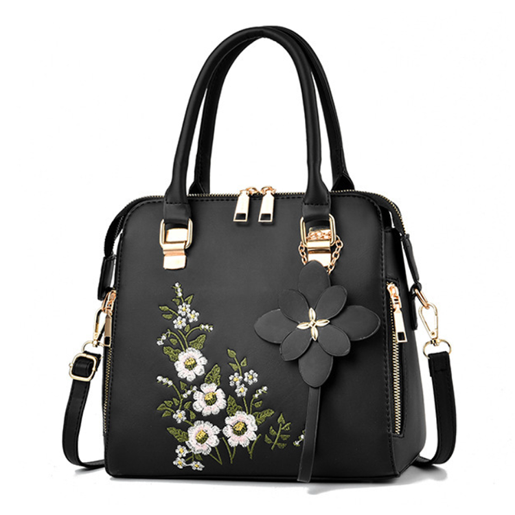 Le Brodé Fleuri - Sac à Main Femme Brodé Floral PU Grande Capacité – Image 10