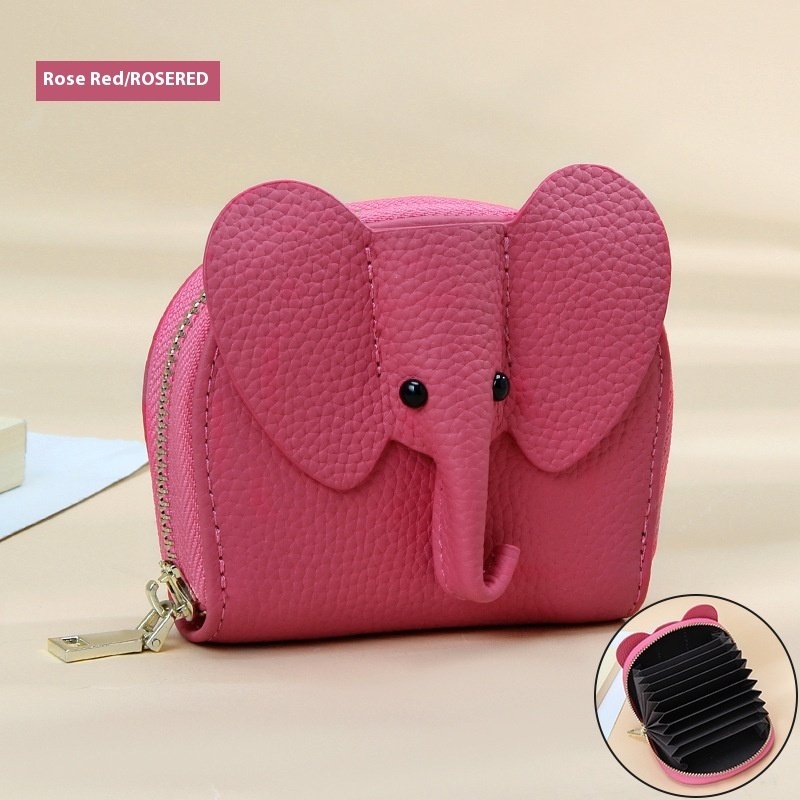 L'Éléphant Signature - Portefeuille Femme Cuir Vachette Compact Forme Éléphant Zip – Image 5