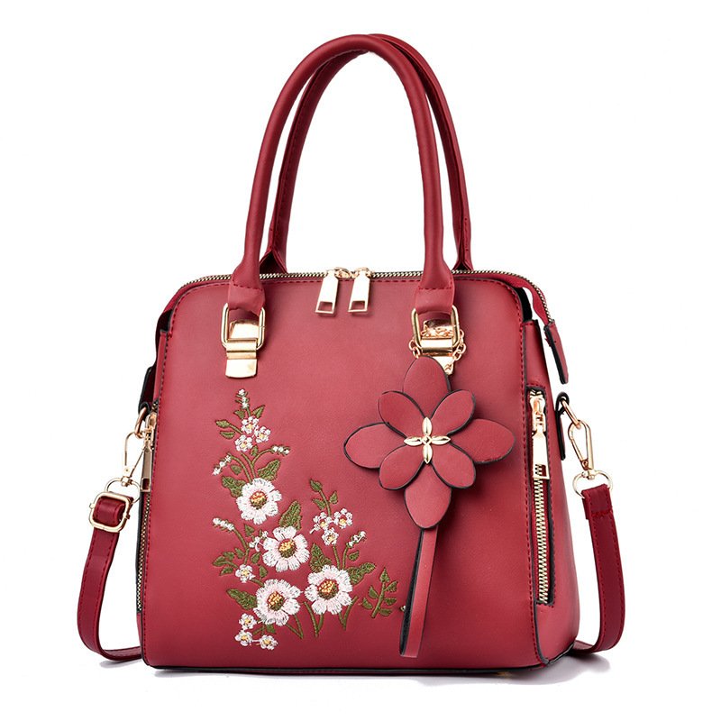 Le Brodé Fleuri - Sac à Main Femme Brodé Floral PU Grande Capacité – Image 3