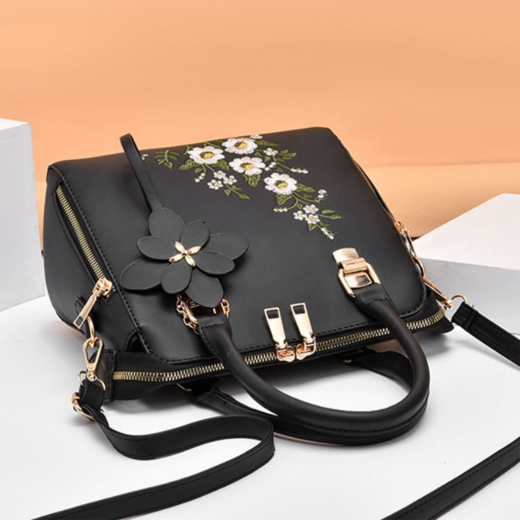 Le Brodé Fleuri - Sac à Main Femme Brodé Floral PU Grande Capacité – Image 12