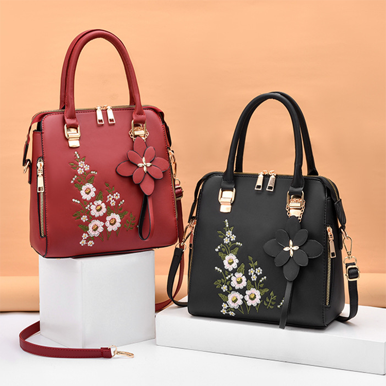 Le Brodé Fleuri - Sac à Main Femme Brodé Floral PU Grande Capacité – Image 11